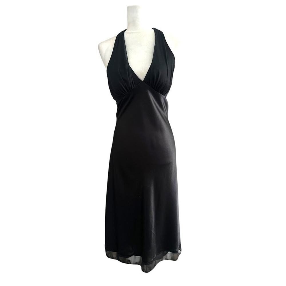 Vintage BMoss Dress Black Midi Halter Dress 6 Babydoll Y2K Whimsigoth Goth Hoco